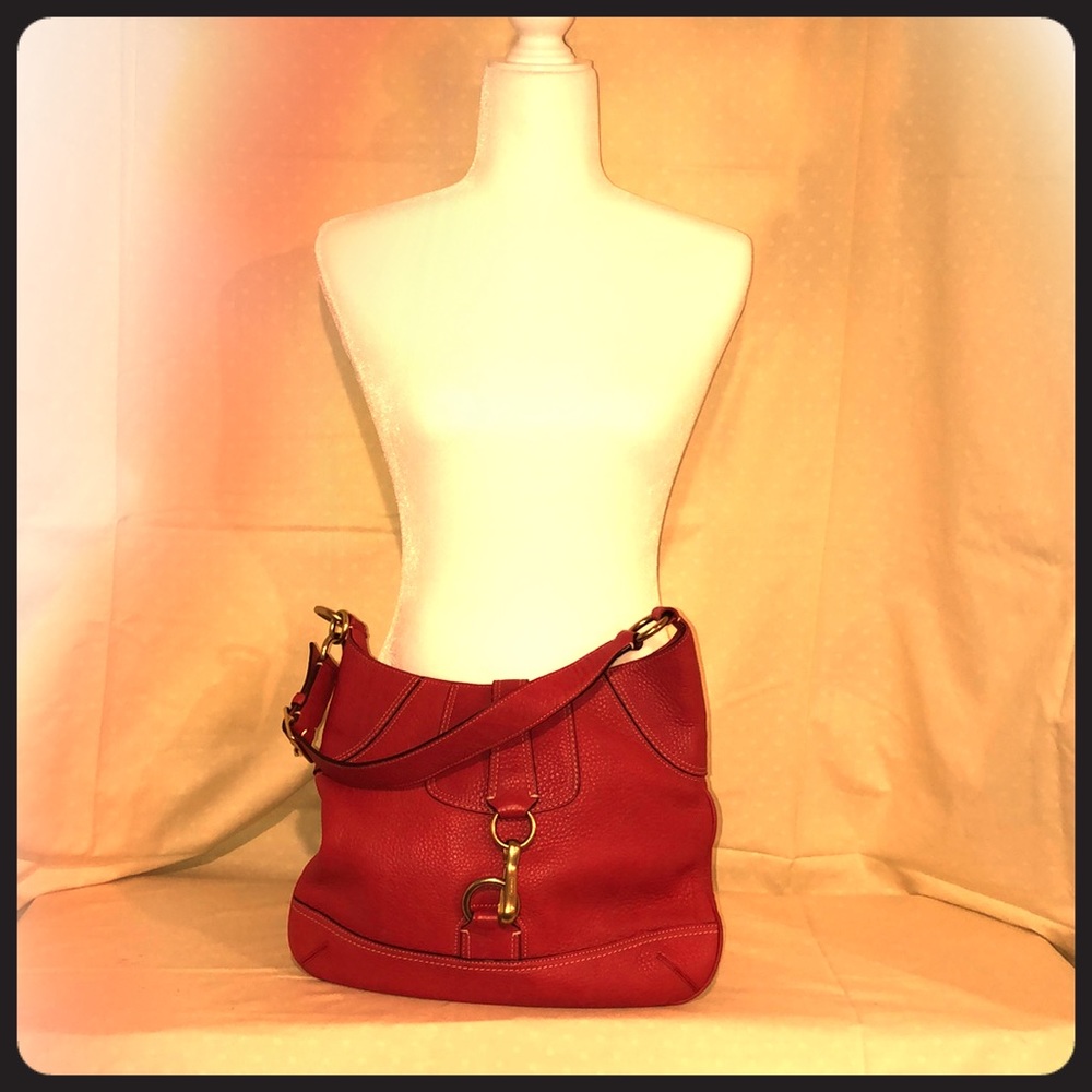Coach red hobo bag